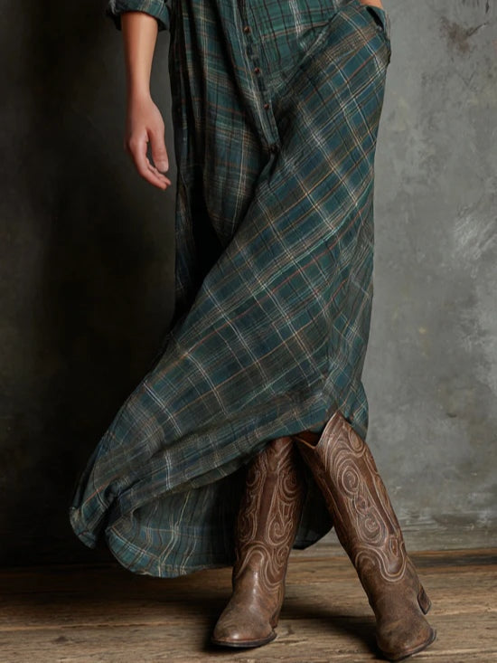 Elena | Plaid Maxi Shirt Dress