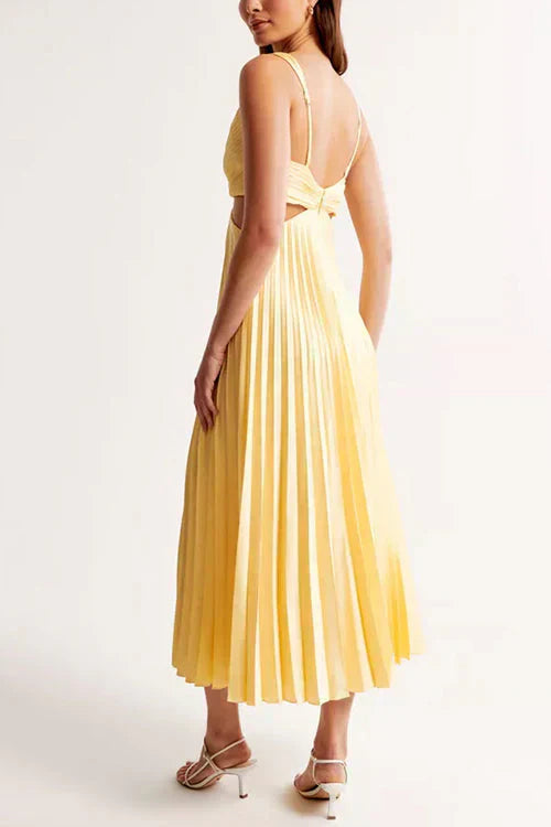 Serena | Pleated Cut-Out Midi Dress