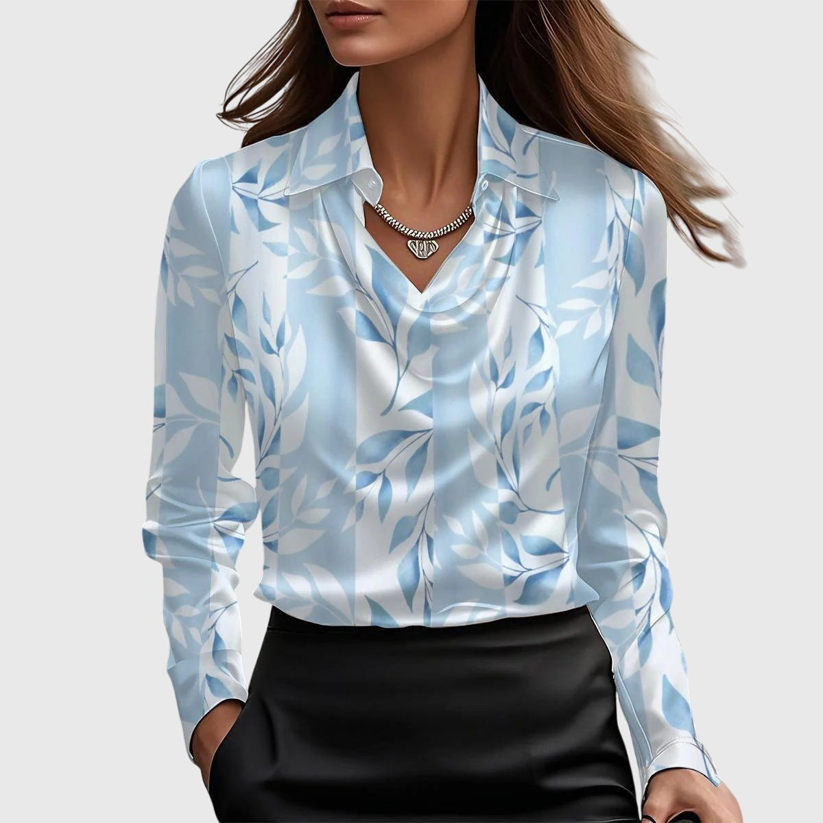 Celeste | Satin Drape Collar Blouse