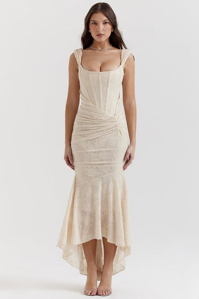 Elara | Lace Corset Maxi Dress