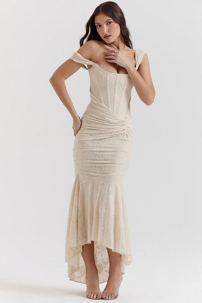 Elara | Lace Corset Maxi Dress