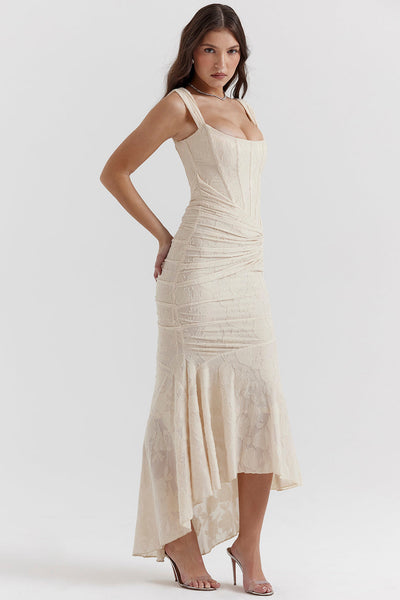 Elara | Lace Corset Maxi Dress