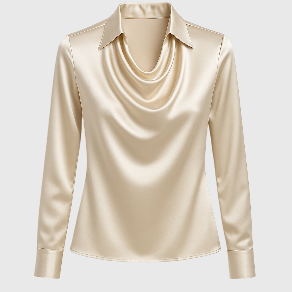 Celeste | Satin Drape Collar Blouse