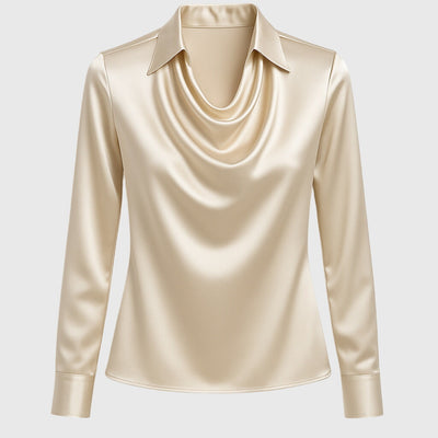 Celeste | Satin Drape Collar Blouse