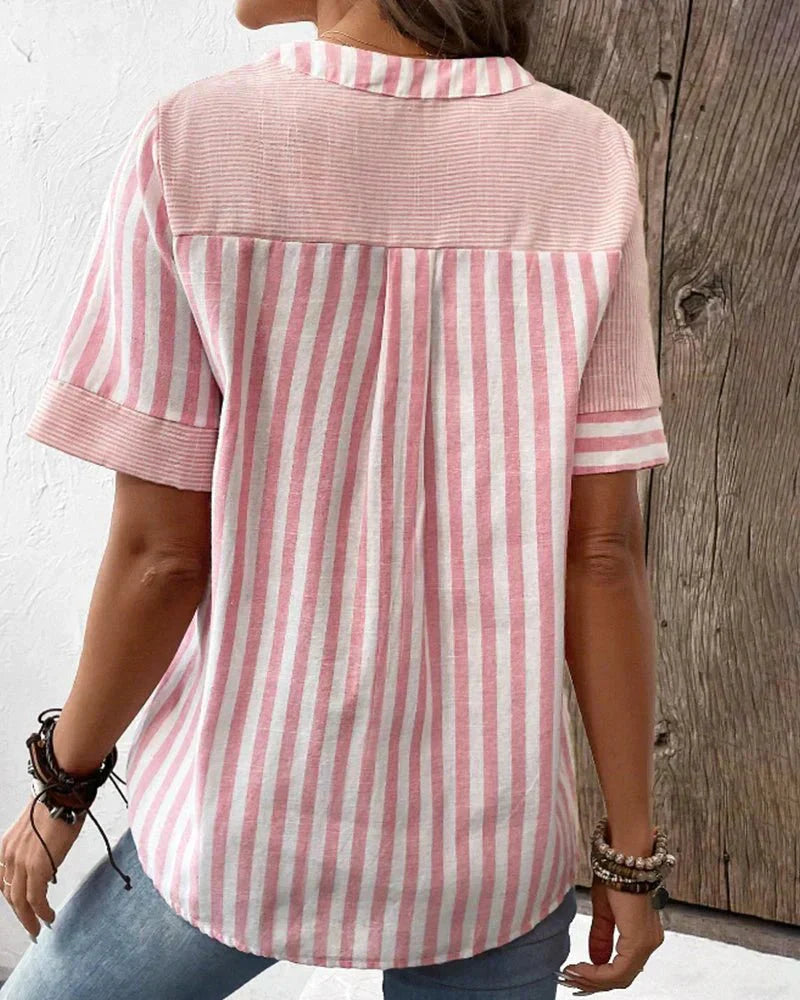 Lydia | Striped Button-Front Blouse