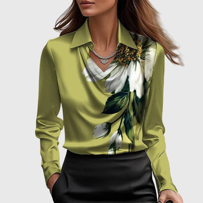 Celeste | Satin Drape Collar Blouse