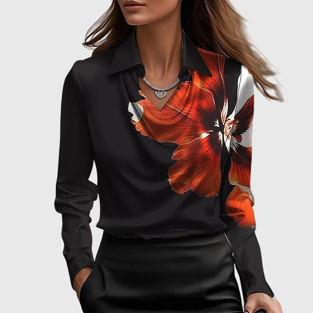 Celeste | Satin Drape Collar Blouse