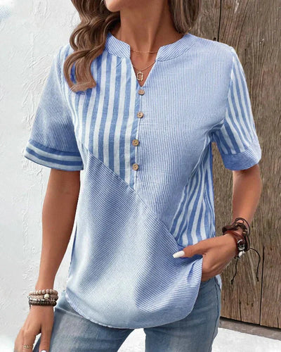 Lydia | Striped Button-Front Blouse