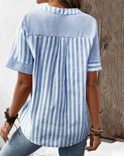 Lydia | Striped Button-Front Blouse