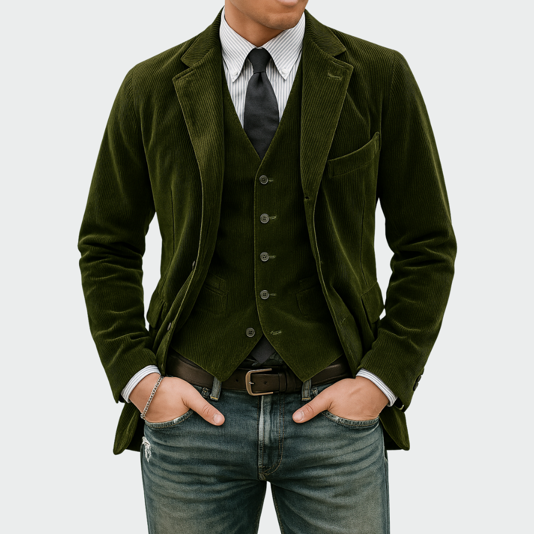 Alistair | Slim Fit Velvet Blazer & Waistcoat Set