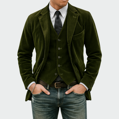 Alistair | Slim Fit Velvet Blazer & Waistcoat Set