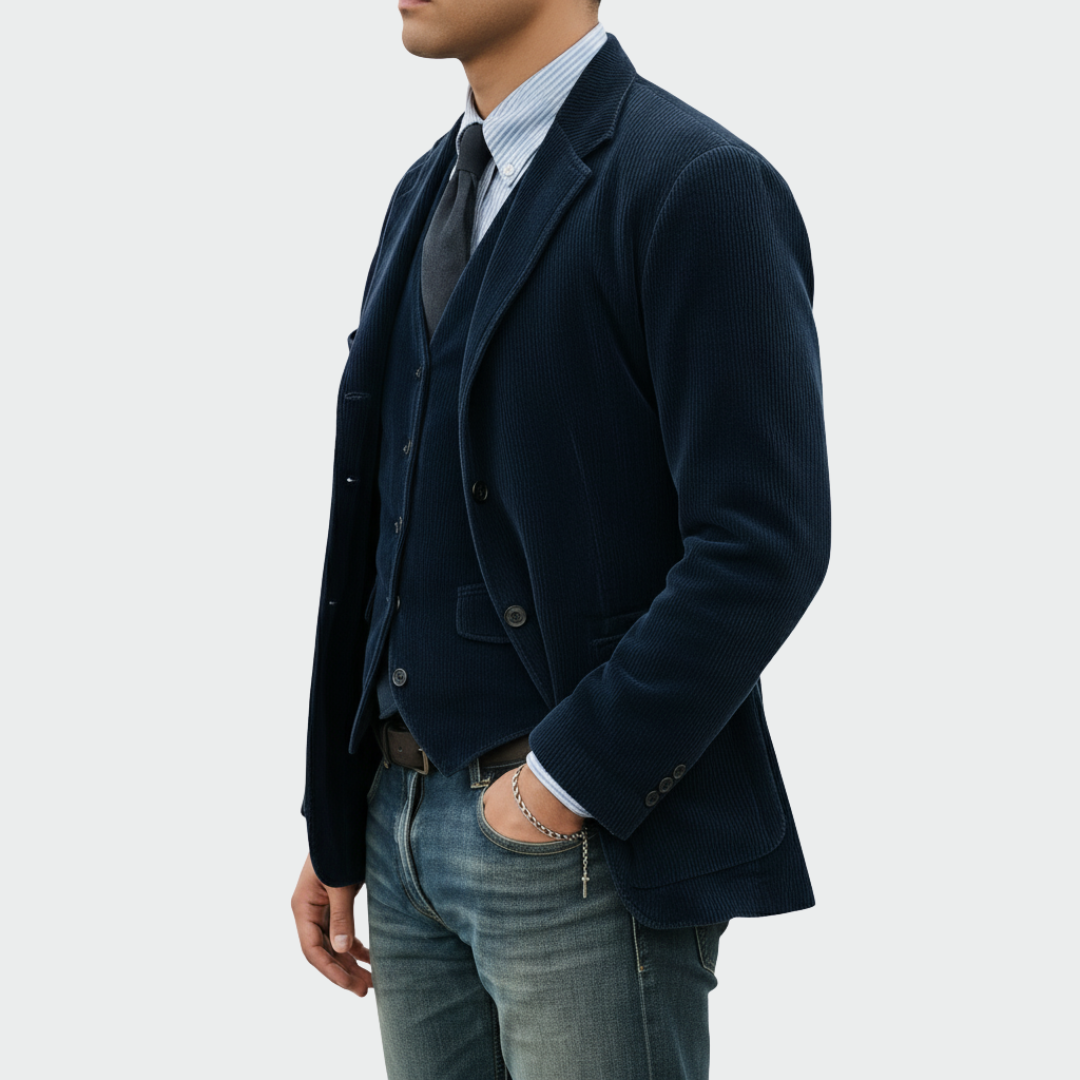 Alistair | Slim Fit Velvet Blazer & Waistcoat Set